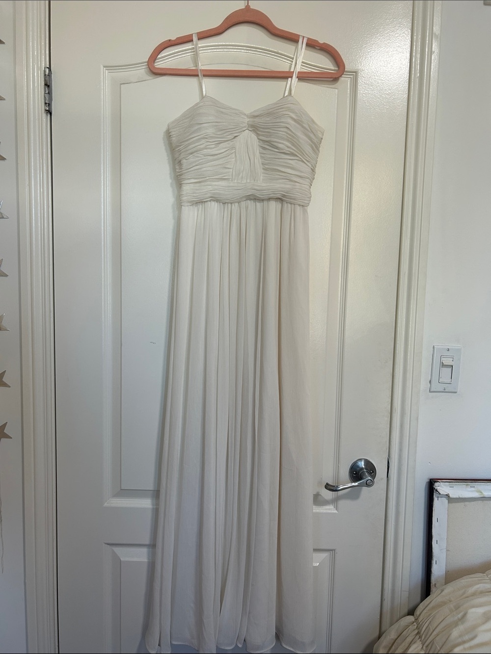 Elegant Strapless Chiffon Maxi Dress in Ivory